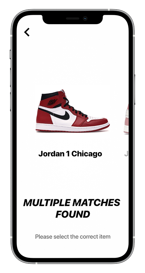 A mockup of vTrend's match found screen on iPhone